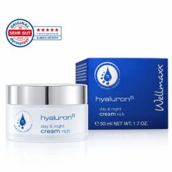 Hialuronsavas arckrém – Wellmaxx Hyaluron⁵ Nappali és Éjszakai Krém 24h, 50 ml