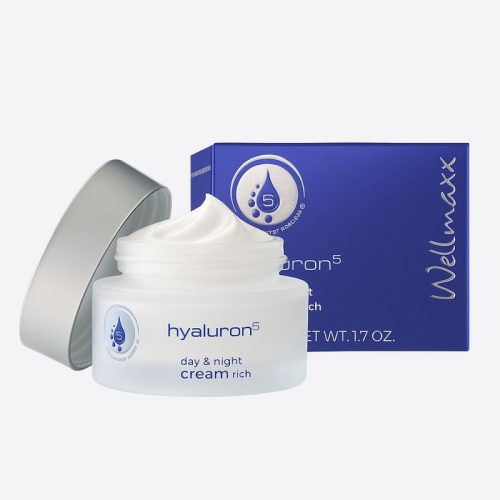 Hyaluronsavas nappali és éjszakai krém – Wellmaxx Hyaluron⁵ 50 ml hidratáló és ránctalanító arcápolás